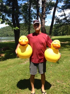 Race announcer Brad Rex at Luray Triathlon